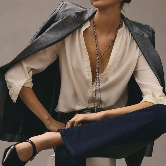 NWT Anthropologie Cloth & Stone Buttondown Blouse Large - Picture 3 of 5